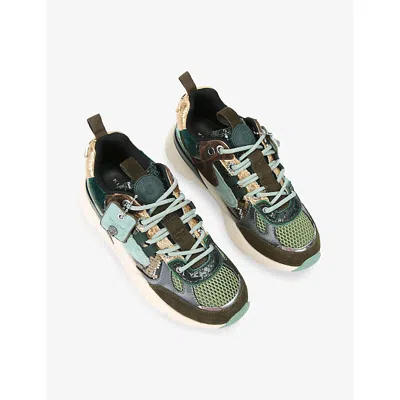 Kurt Geiger Kurt Runner Leopard-print Mesh Sneakers In Multi