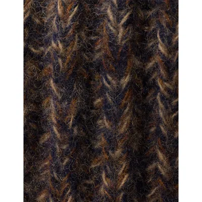 Prada Womens Blue Melange Knitted Wool Bucket Hat In Brown