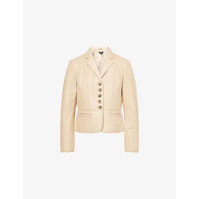 Me And Em And Em Womens Pale Tan Luxe Fitted Leather Jacket In Neutral