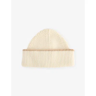Cloimh Womens Ecru / Sand Chunky Ribbed Wool Beanie