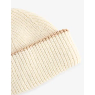 Cloimh Womens Ecru / Sand Chunky Ribbed Wool Beanie