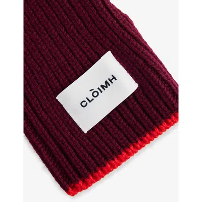 Cloimh Womens Burgundy / Red Fingerless Soft Wool Gloves In Multi