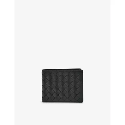 Reiss Mens Black Elton Lattice-texture Leather Wallet In Black