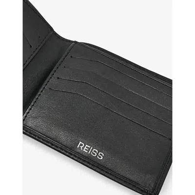 Reiss Mens Black Elton Lattice-texture Leather Wallet In Black