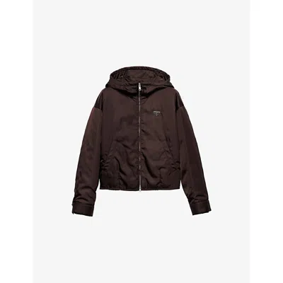 Prada Womens Brown Re Nylon Logo-embellished Woven Blouson Jacket In Multi