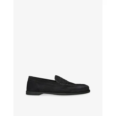 John Lobb Suede Pace Loafers In Black