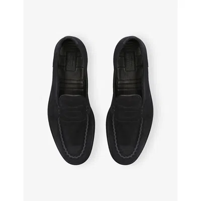 John Lobb Suede Pace Loafers In Black