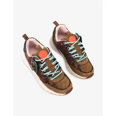 Kurt Geiger Kurt Runner Leopard-print Leather Sneakers In Multi