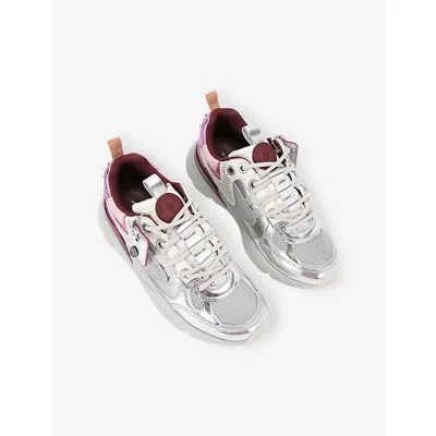 Kurt Geiger Kurt Runner Metallic Leather Mesh Sneakers In Silver