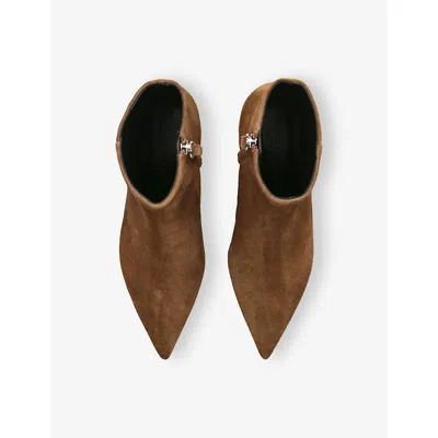 Aeyde Suede Kitten Heel Pointed Toe Boots In Brown