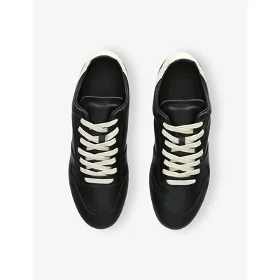Rick Owens Black Low-top Sneakers With Contrasting Details In Leather Man In Multi