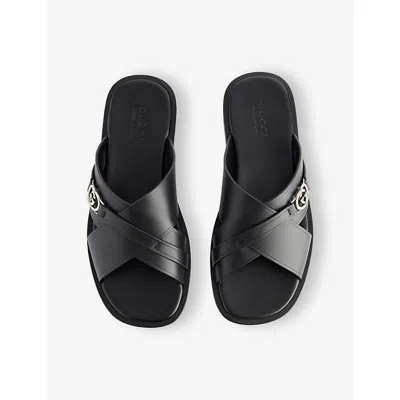 Gucci Black Leather Sandals In Black