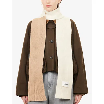 Cloimh Womens Ecru / Sand Blocked Soft Wool Scarf