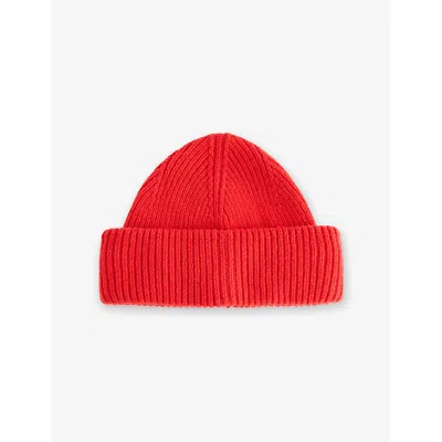 Cloimh Womens Red Chunky Soft Wool Beanie Hat In Red