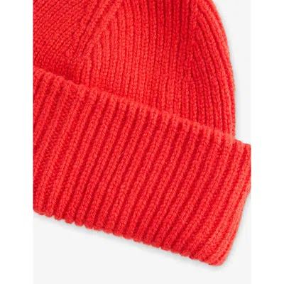 Cloimh Womens Red Chunky Soft Wool Beanie Hat In Red