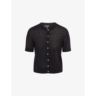 Me And Em And Em Womens Black Barely There Short-sleeves Wool And Cashmere Top In Black