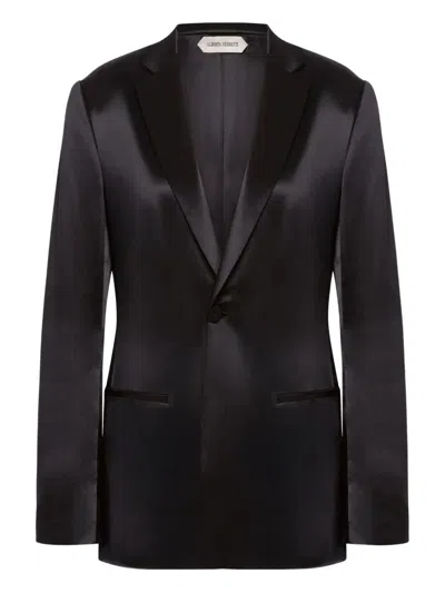 Alberta Ferretti Satin Finish Notched Lapels Long Sleeves In Blue