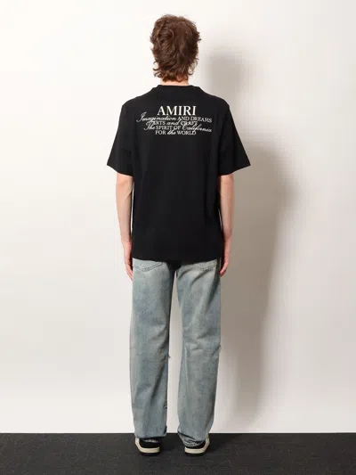 Amiri Black Crewneck T-shirt With Logo Patch On The Front And Maxi Logo Print On The Rear In Black