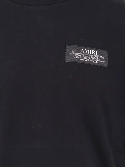 Amiri Black Crewneck T-shirt With Logo Patch On The Front And Maxi Logo Print On The Rear In Black
