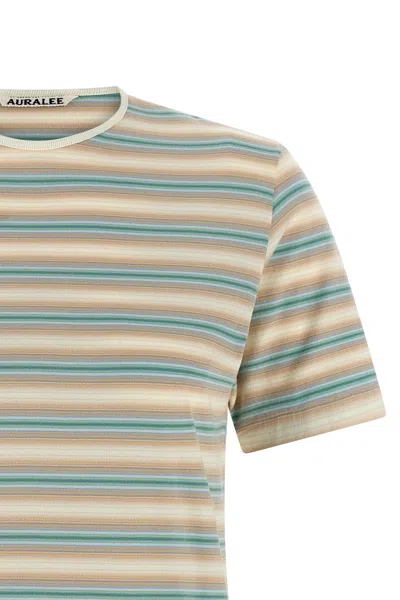 Auralee Gradient Stripe Cotton Tee In Multi