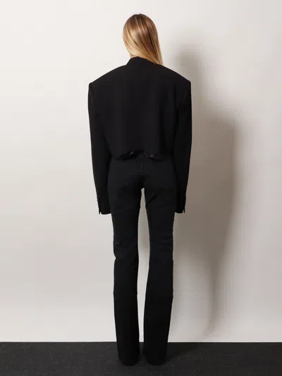 Balenciaga Women Single Breasted Cut Off Viscose And Wool Blazer In Black