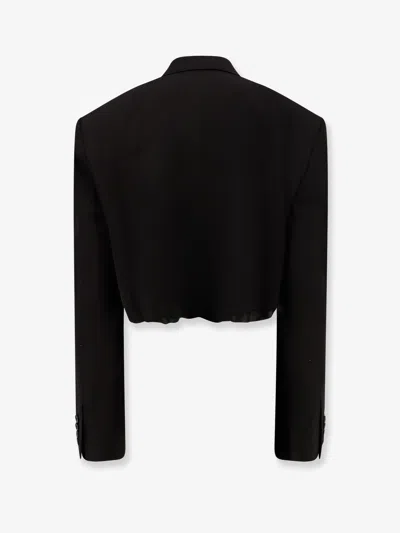 Balenciaga Women Single Breasted Cut Off Viscose And Wool Blazer In Black