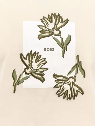 Hugo Boss Boss Men T-shirt In Cotone In Neutral