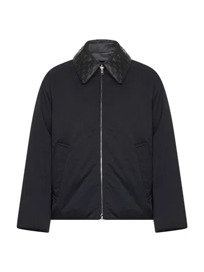 Bottega Veneta Puffer Jacket With Woven Collar By  In Black
