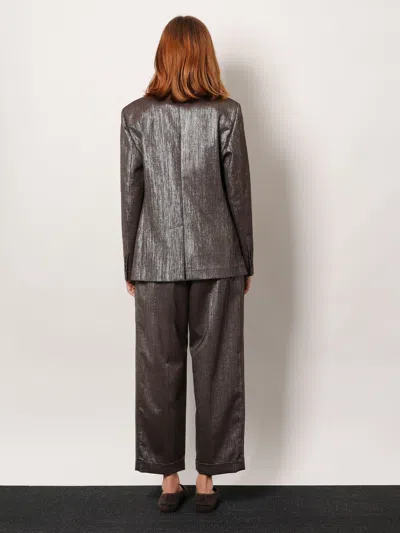 Brunello Cucinelli Women Single-breasted Lurex Fabric Blazer In Brown