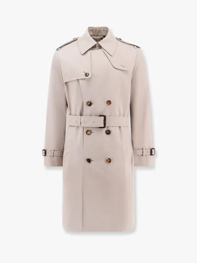 Burberry Men Cotton Blend Trench With Check Lining In Pink