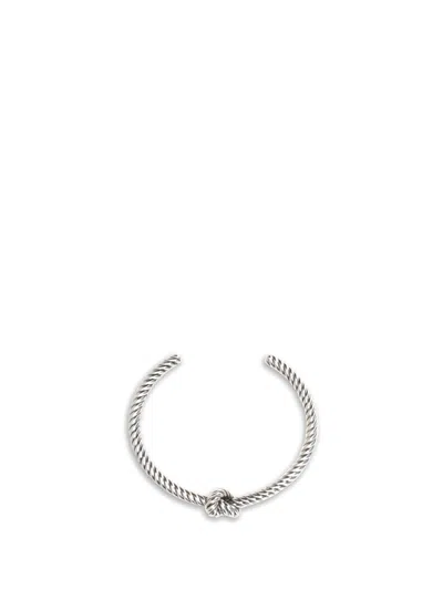 Celine Knot Cord Patterned Cuff In Brass With Rhodium Finish In Metallic