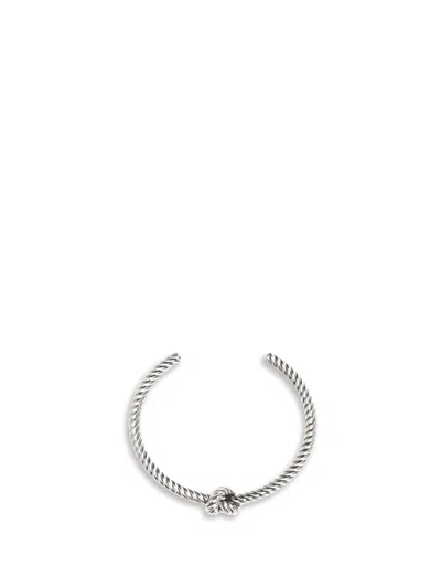 Celine Knot Cord Patterned Cuff In Brass With Rhodium Finish In Metallic