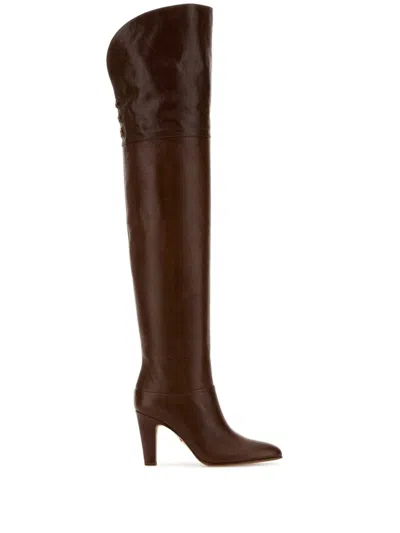 Chloé 85mm Eve Leather Over-the-knee Boots In 25e Sooty Brown