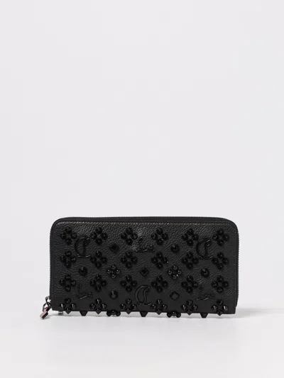 Christian Louboutin Panettone Wallet In Leather With Loubinthesky Spikes In Black