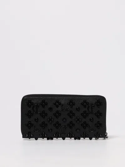 Christian Louboutin Panettone Wallet In Leather With Loubinthesky Spikes In Black