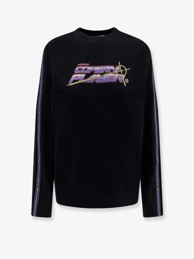 Coperni Womens Black-multicolour Print Slogan-print Long-sleeve Cotton-jersey T-shirt In Black