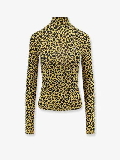 Coperni Fitted Long Sleeve Turtleneck Animal Print Top In Animal Print