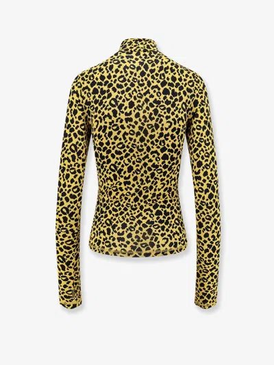 Coperni Fitted Long Sleeve Turtleneck Animal Print Top In Animal Print