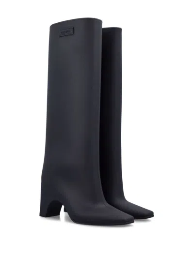 Coperni Knee Length Pointed Toe Rubber Boot In Black