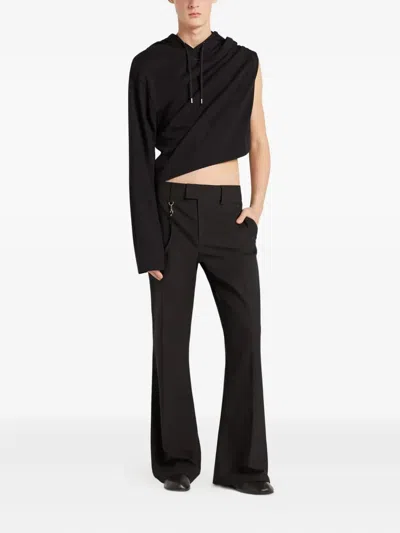 Courrèges Asymmetric Hooded Long Sleeve T-shirt In Black