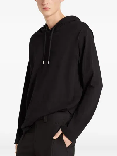 Courrèges Asymmetric Hooded Long Sleeve T-shirt In Black