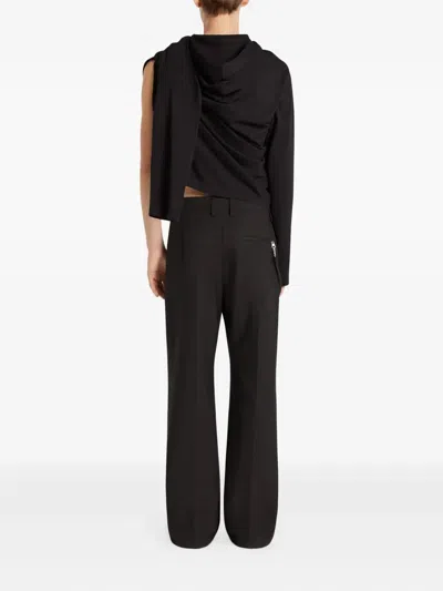 Courrèges Asymmetric Hooded Long Sleeve T-shirt In Black