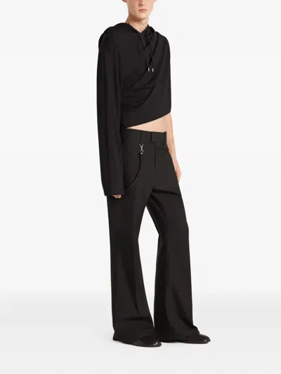 Courrèges Asymmetric Hooded Long Sleeve T-shirt In Black