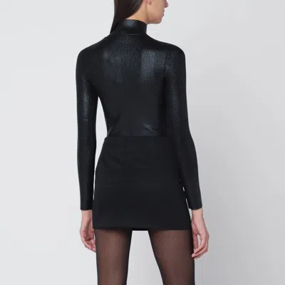 Diesel Ribbed High Neck Fitted Top With Cut-out In Black