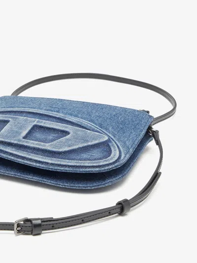 Diesel Denim Bag With Prominent Logo And Sleek Accents In Blue