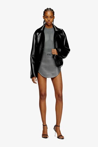 Diesel 1dr 20. Twin Shoulder Bag In Black Leather In Black