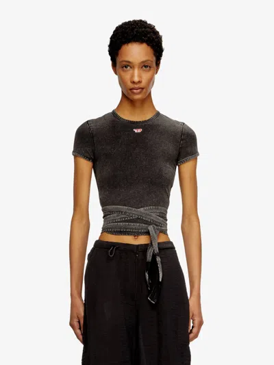 Diesel Womens 02a T-bunny-tail Wrap-around Cotton-jersey T-shirt In Multi