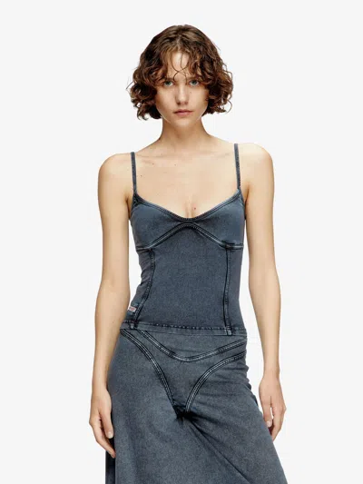 Diesel Womens 01a T-ony Denim-effect Stretch-cotton Jersey Cami Top In Multi