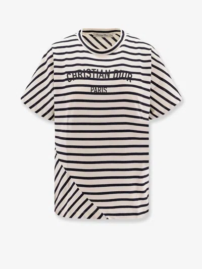 Dior D-stripe Cotton Jersey T-shirt In White