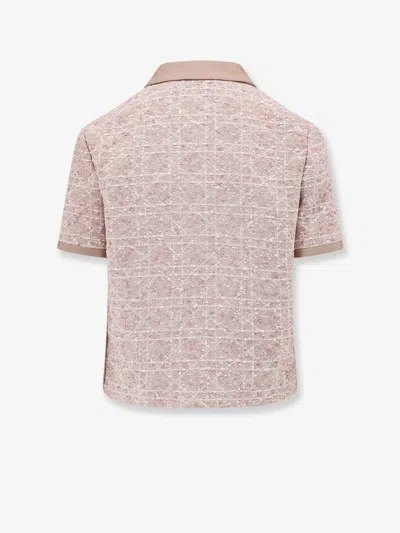 Dior Women Macrocannage Short Sleeve Cotton Blend Tweed Blazer In Pink